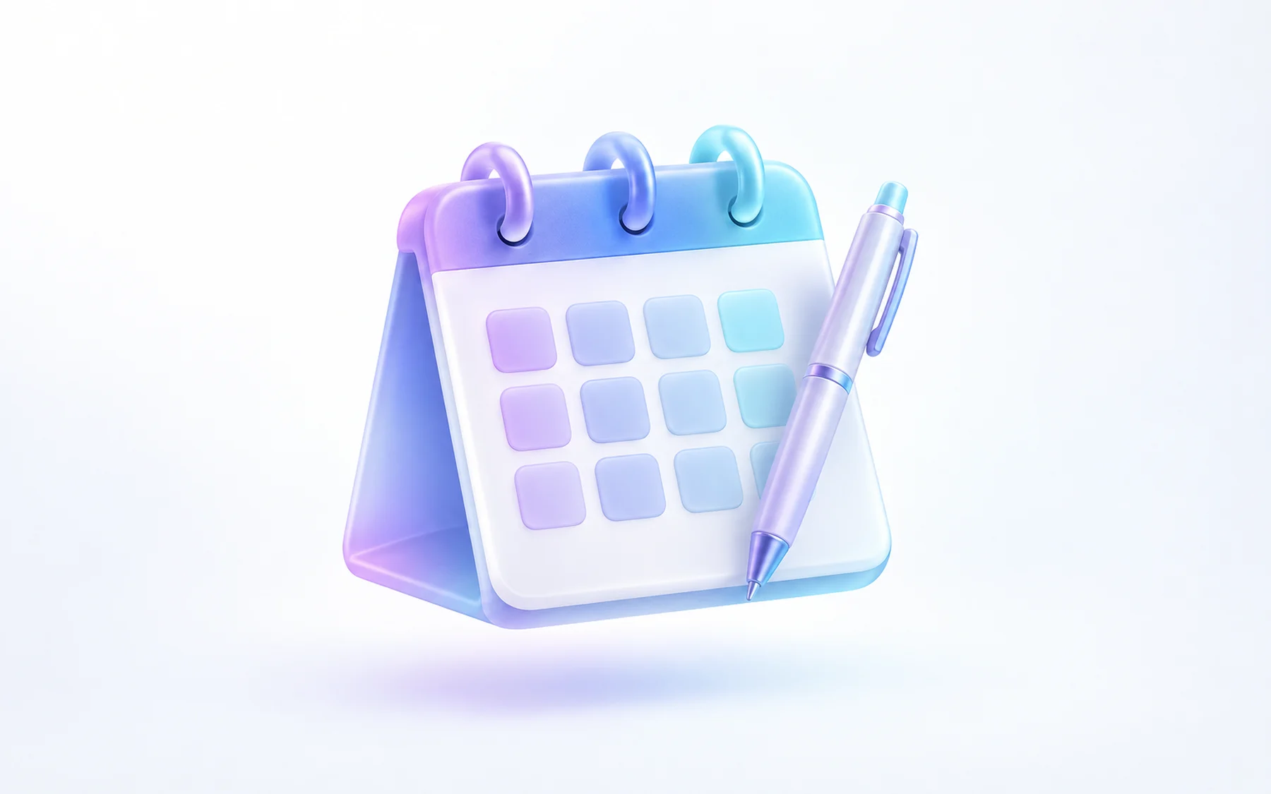 Illustration: a spiral desk calendar with a pen resting against it.
