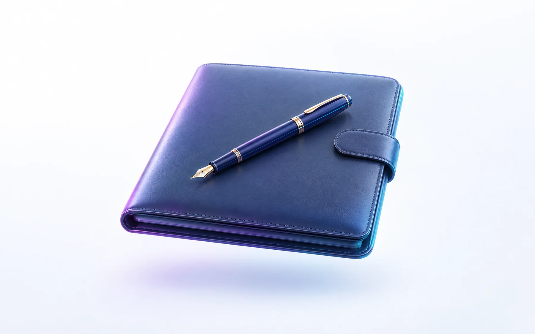 Illustration: a closed leather document portfolio with a fountain pen resting on top.