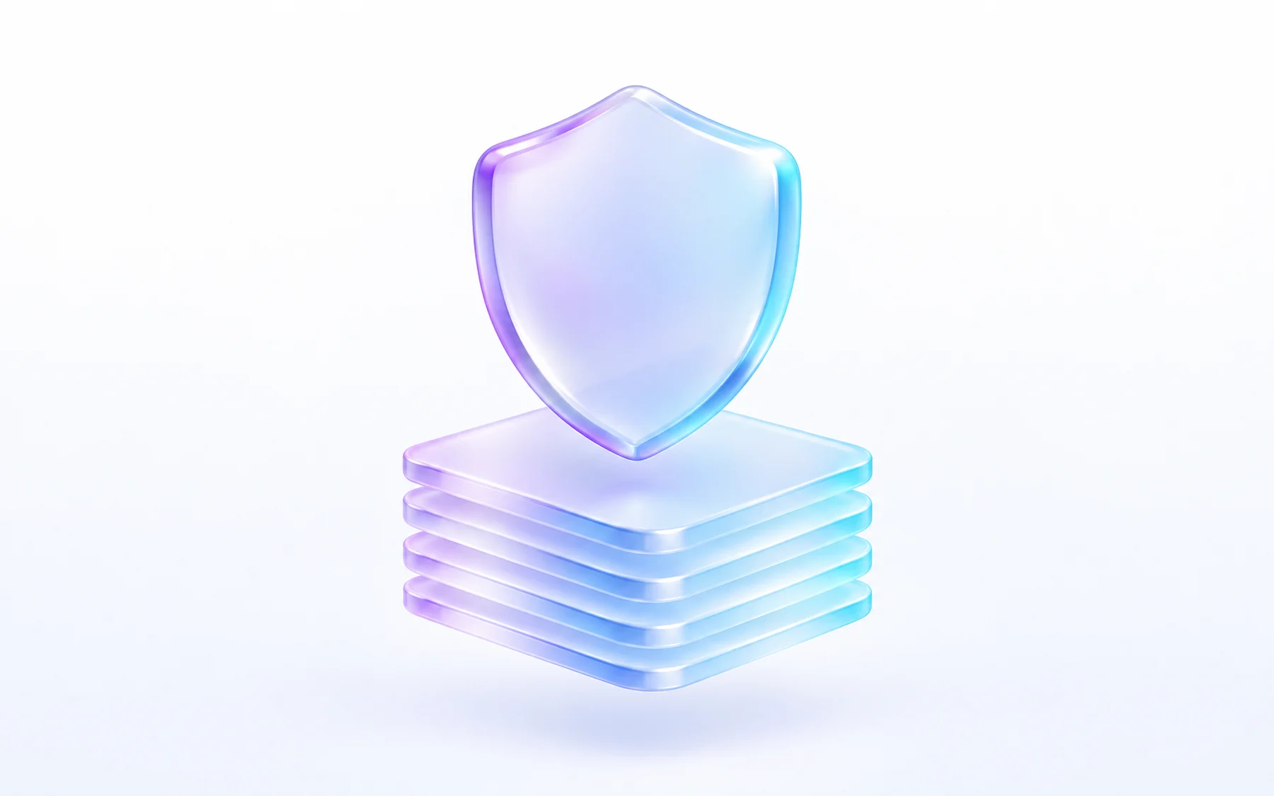 Illustration: a glass shield above a short stack of blank glass cards.