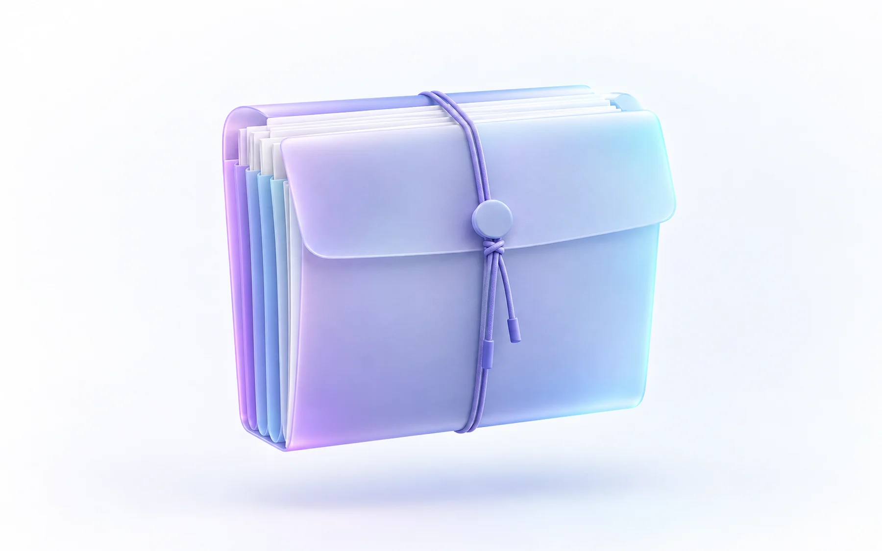 Illustration: a closed accordion file folder full of blank paperwork, tied shut with a cord.