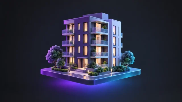 Illustration: an apartment building with balconies