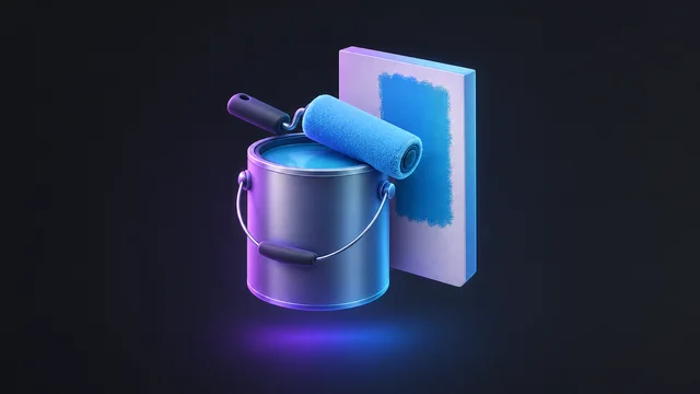 Illustration: a paint can with a roller and a fresh swatch of color